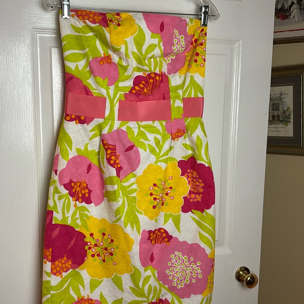 Lilly Pulitzer Bright Floral Strapless Cotton Dress